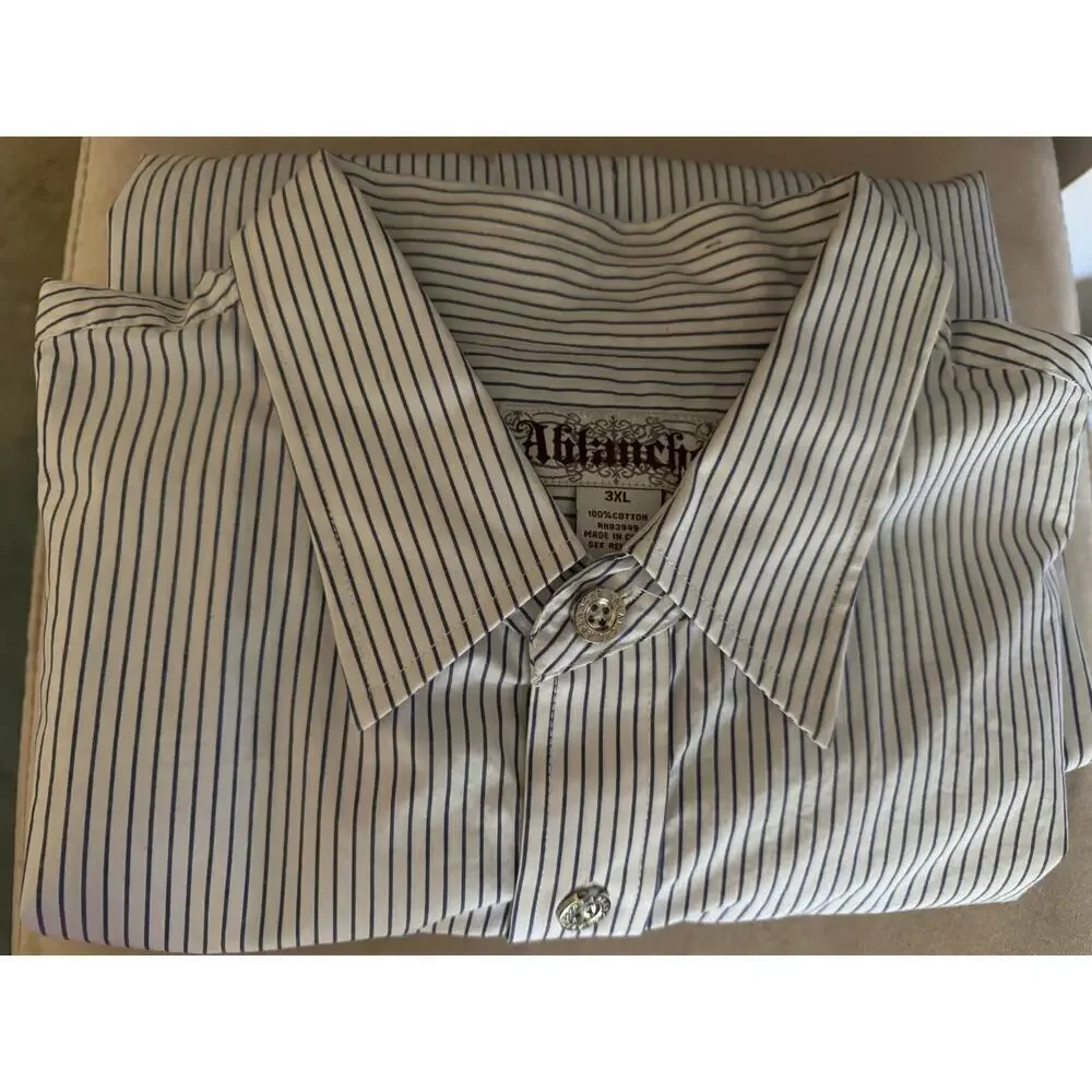 Vintage Ablanche men’s 3X military style blue & white shirt like new.